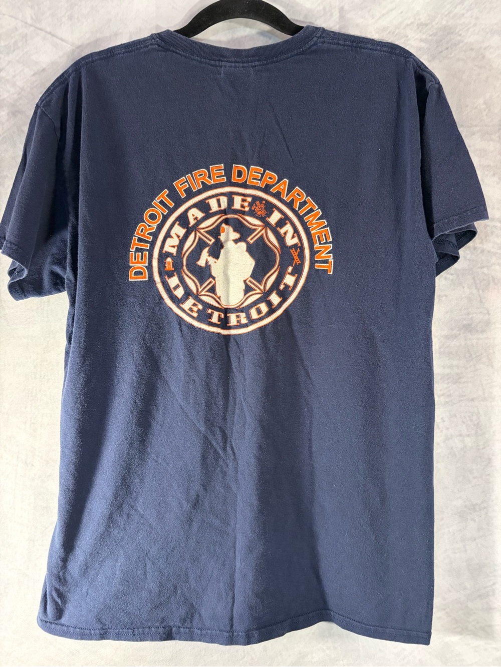 Detroit Fire Department T-Shirt Navy Blue Graphic Tee XL